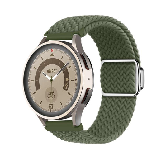 22mm Kalebol Nylon Braided Loop Magnetic Buckle Watch Band(Dark Olive Gree) by Kalebol