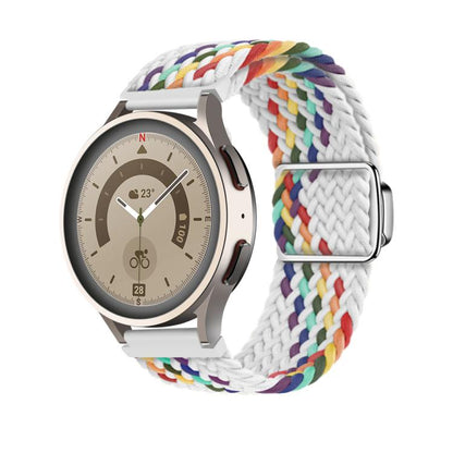 22mm Kalebol Nylon Braided Loop Magnetic Buckle Watch Band(White Rainbow) by Kalebol