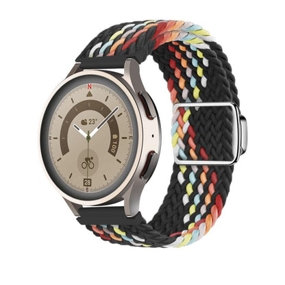 22mm Kalebol Nylon Braided Loop Magnetic Buckle Watch Band(Black Rainbow) by Kalebol