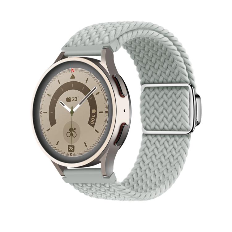 22mm Kalebol Nylon Braided Loop Magnetic Buckle Watch Band(Light Grey) by Kalebol