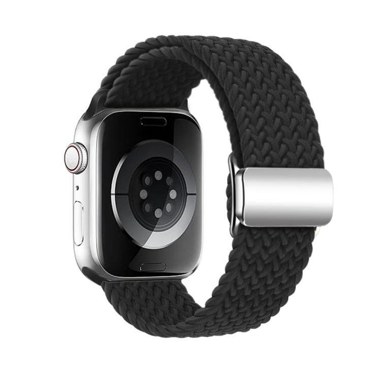 For Apple Watch 46mm / 49mm / 45mm / 44mm Kalebol Nylon Loop Magnetic Buckle Watch Band(Black) by Kalebol