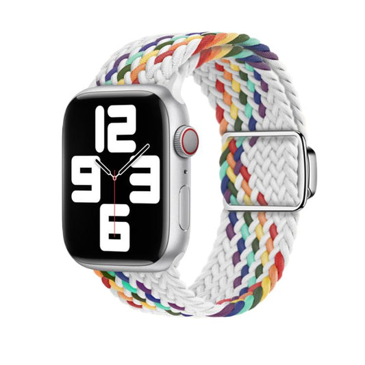 For Apple Watch 42mm / 41mm / 40mm / 38mm Kalebol Nylon Loop Magnetic Buckle Watch Band(White Rainbow) by Kalebol