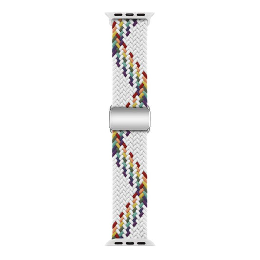 For Apple Watch 42mm / 41mm / 40mm / 38mm Kalebol Nylon Loop Magnetic Buckle Watch Band(White Rainbow) by Kalebol