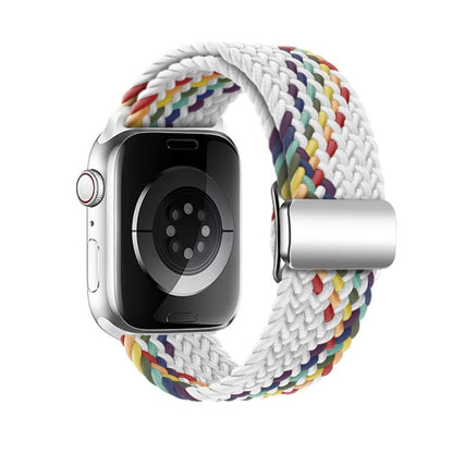 For Apple Watch 42mm / 41mm / 40mm / 38mm Kalebol Nylon Loop Magnetic Buckle Watch Band(White Rainbow) by Kalebol
