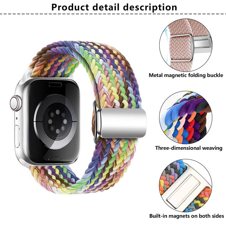 For Apple Watch 42mm / 41mm / 40mm / 38mm Kalebol Nylon Loop Magnetic Buckle Watch Band(White Rainbow) by Kalebol