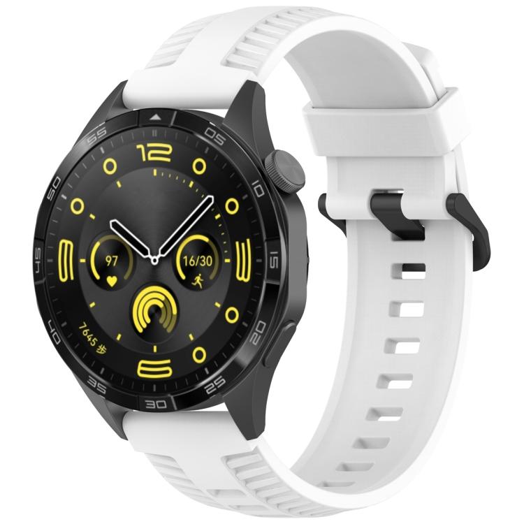 20mm Kalebol Black Buckle Tire Pattern Silicone Watch Band(White) by Kalebol