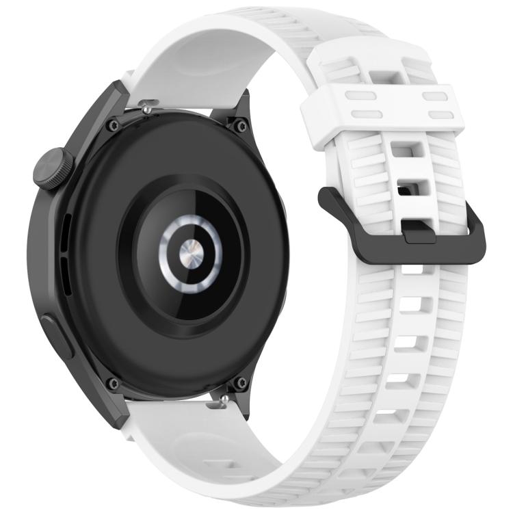20mm Kalebol Black Buckle Tire Pattern Silicone Watch Band(White) by Kalebol