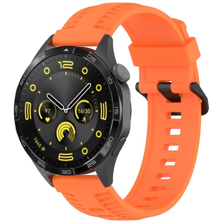 20mm Kalebol Black Buckle Tire Pattern Silicone Watch Band(Orange) by Kalebol