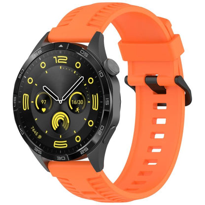 20mm Kalebol Black Buckle Tire Pattern Silicone Watch Band(Orange) by Kalebol