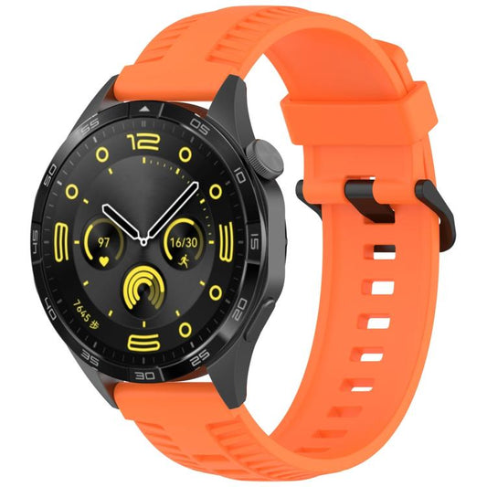 20mm Kalebol Black Buckle Tire Pattern Silicone Watch Band(Orange) by Kalebol