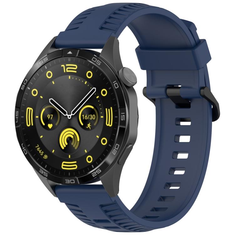 20mm Kalebol Black Buckle Tire Pattern Silicone Watch Band(Navy Blue) by Kalebol