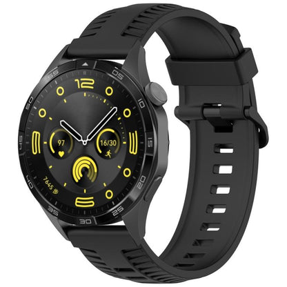 20mm Kalebol Black Buckle Tire Pattern Silicone Watch Band(Black) by Kalebol