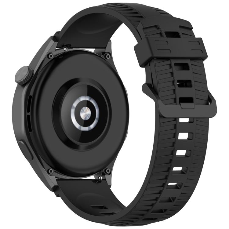 20mm Kalebol Black Buckle Tire Pattern Silicone Watch Band(Black) by Kalebol