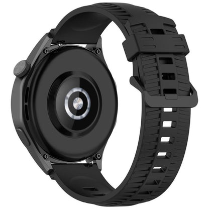 20mm Kalebol Black Buckle Tire Pattern Silicone Watch Band(Black) by Kalebol