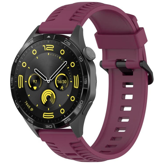 20mm Kalebol Black Buckle Tire Pattern Silicone Watch Band(Wine Red) by Kalebol
