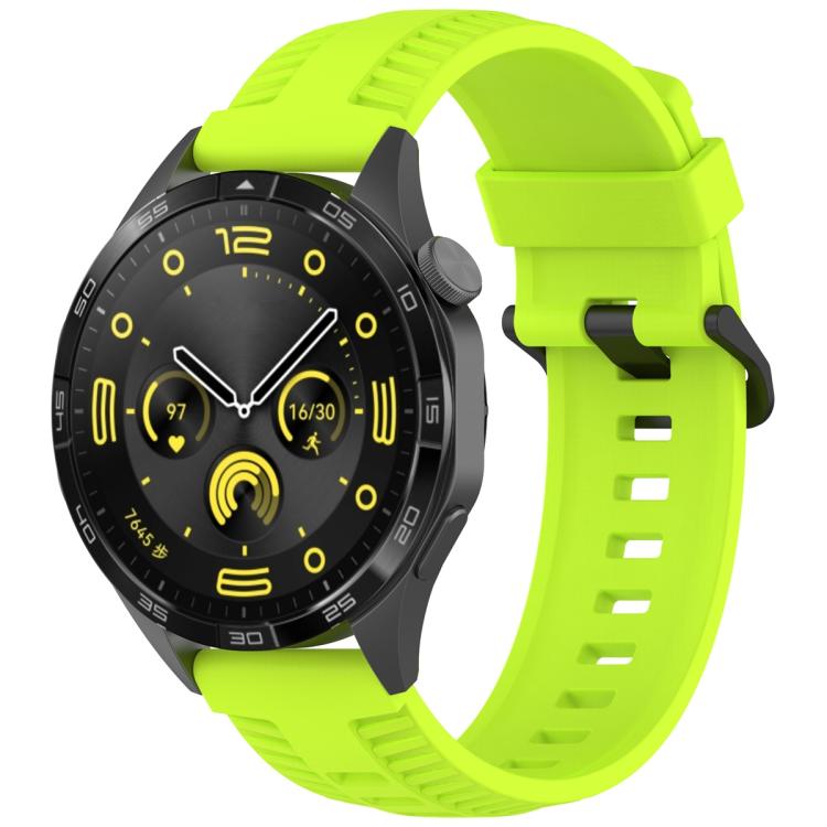20mm Kalebol Black Buckle Tire Pattern Silicone Watch Band(Lime) by Kalebol