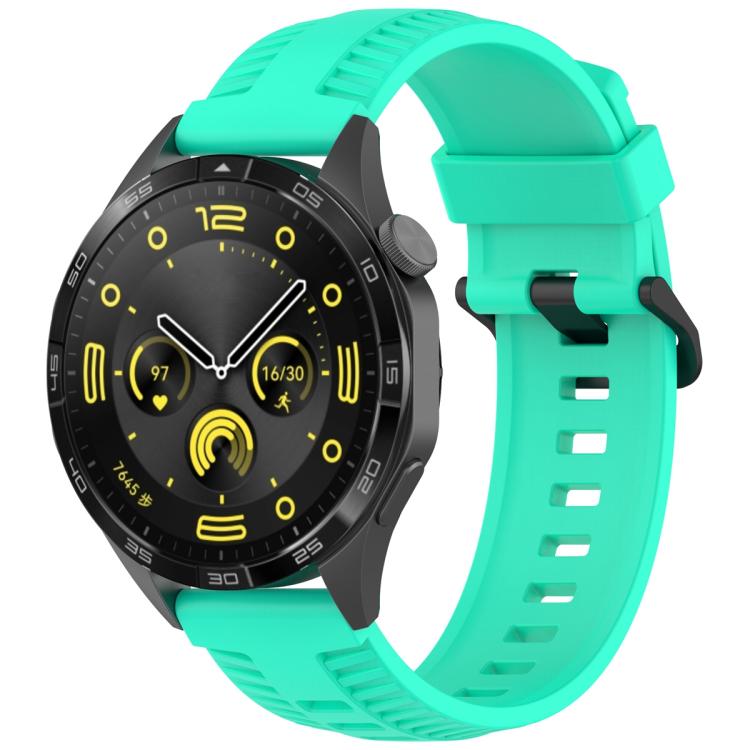 20mm Kalebol Black Buckle Tire Pattern Silicone Watch Band(Teal) by Kalebol