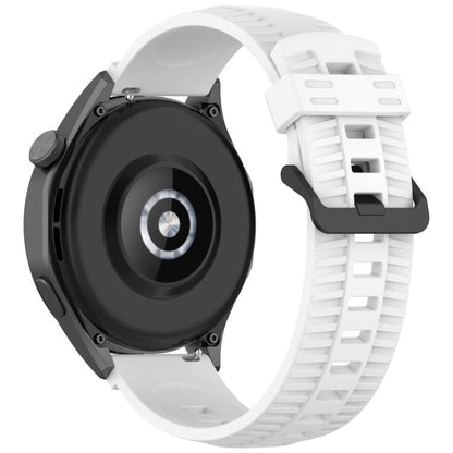 22mm Kalebol Black Buckle Tire Pattern Silicone Watch Band(White) by Kalebol