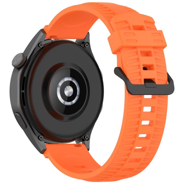 22mm Kalebol Black Buckle Tire Pattern Silicone Watch Band(Orange) by Kalebol
