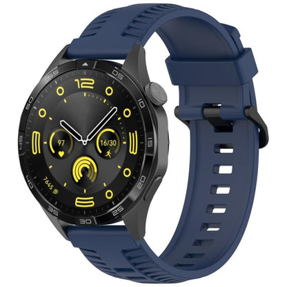 22mm Kalebol Black Buckle Tire Pattern Silicone Watch Band(Navy Blue) by Kalebol