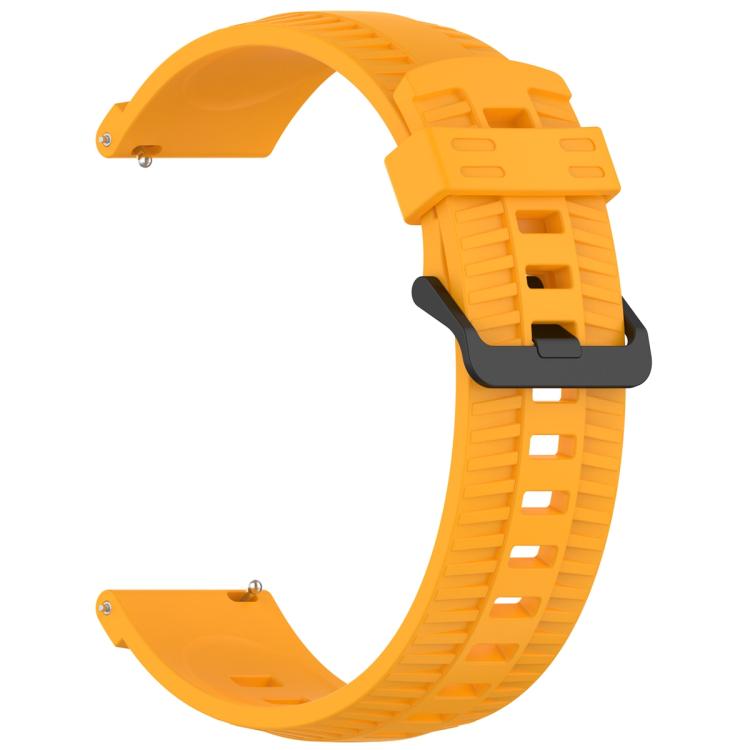 22mm Kalebol Black Buckle Tire Pattern Silicone Watch Band(Yellow) by Kalebol