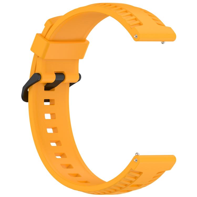 22mm Kalebol Black Buckle Tire Pattern Silicone Watch Band(Yellow) by Kalebol