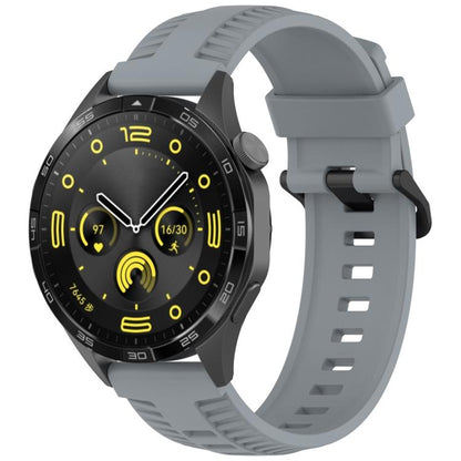 22mm Kalebol Black Buckle Tire Pattern Silicone Watch Band(Grey) by Kalebol