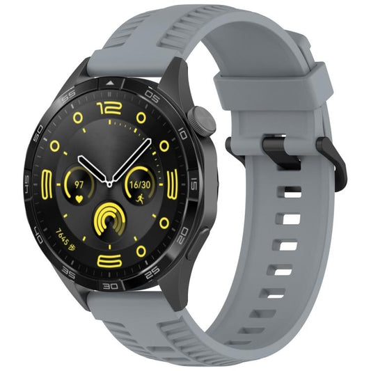 22mm Kalebol Black Buckle Tire Pattern Silicone Watch Band(Grey) by Kalebol