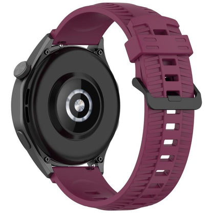 22mm Kalebol Black Buckle Tire Pattern Silicone Watch Band(Wine Red) by Kalebol