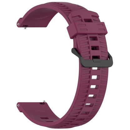 22mm Kalebol Black Buckle Tire Pattern Silicone Watch Band(Wine Red) by Kalebol