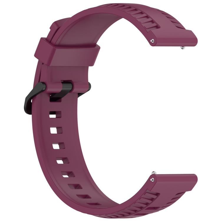 22mm Kalebol Black Buckle Tire Pattern Silicone Watch Band(Wine Red) by Kalebol