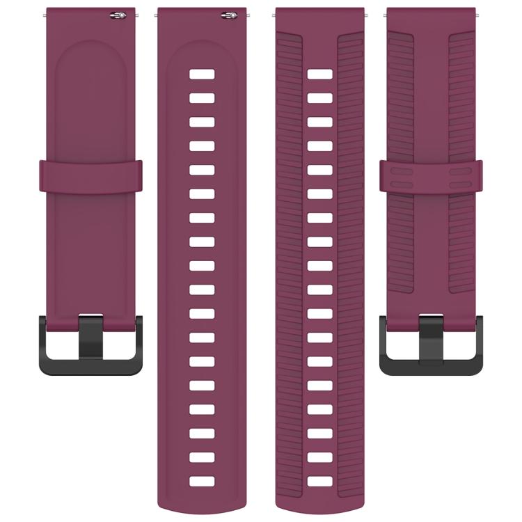 22mm Kalebol Black Buckle Tire Pattern Silicone Watch Band(Wine Red) by Kalebol