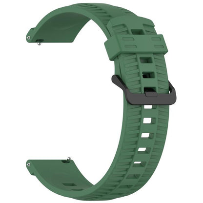 22mm Kalebol Black Buckle Tire Pattern Silicone Watch Band(Army Green) by Kalebol