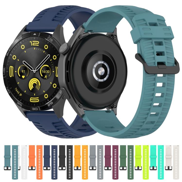 22mm Kalebol Black Buckle Tire Pattern Silicone Watch Band(Yellow) by Kalebol