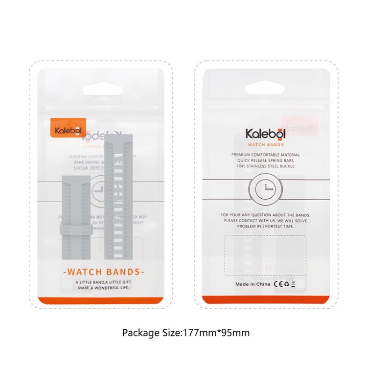 22mm Kalebol Black Buckle Tire Pattern Silicone Watch Band(Black) by Kalebol