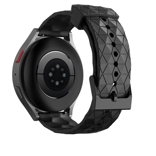 20mm Kalebol Football Pattern Solid Color Silicone Strap(Black) by Kalebol