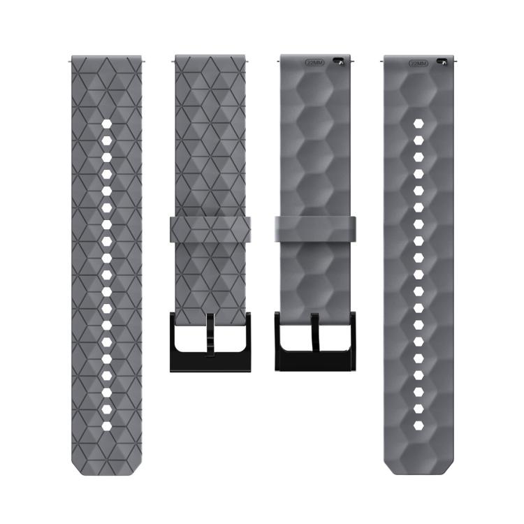 20mm Kalebol Football Pattern Solid Color Silicone Strap(Grey) by Kalebol