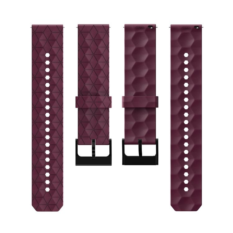 20mm Kalebol Football Pattern Solid Color Silicone Strap(Wine Red) by Kalebol