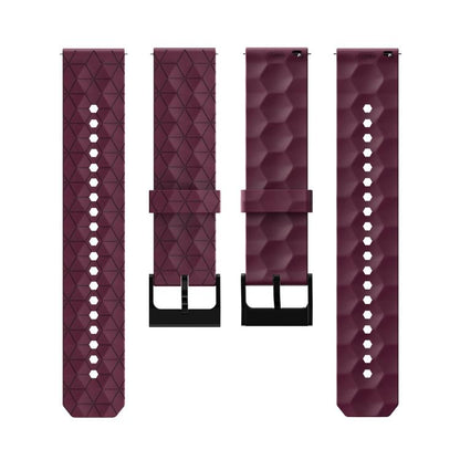 20mm Kalebol Football Pattern Solid Color Silicone Strap(Wine Red) by Kalebol