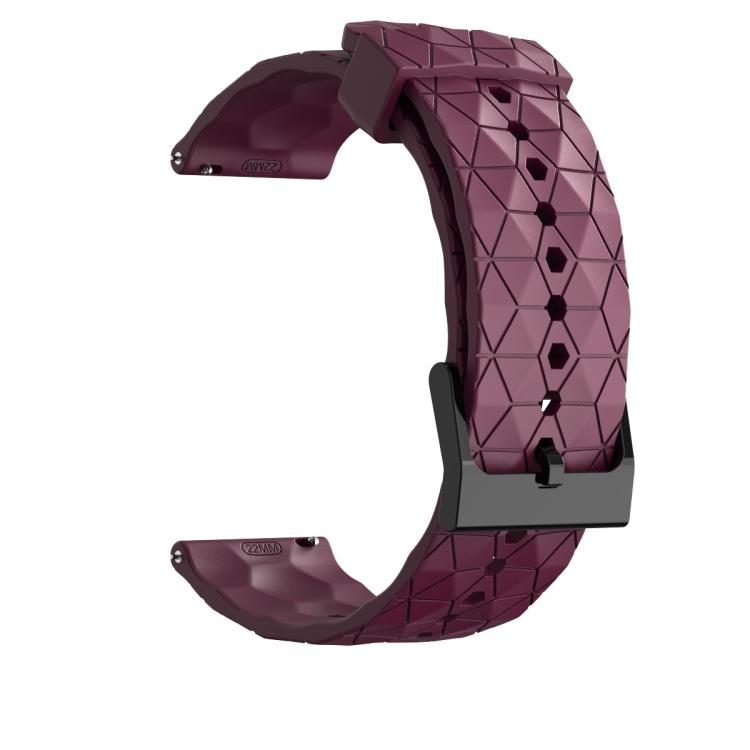 20mm Kalebol Football Pattern Solid Color Silicone Strap(Wine Red) by Kalebol