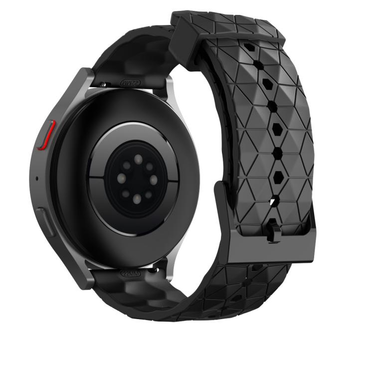 22mm Kalebol Football Pattern Solid Color Silicone Strap(Black) by Kalebol