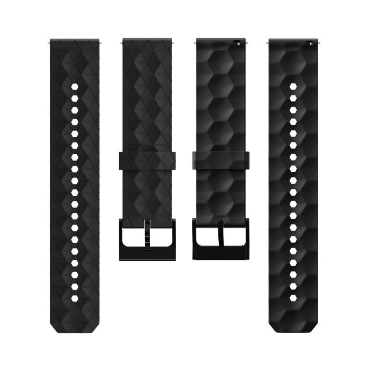 22mm Kalebol Football Pattern Solid Color Silicone Strap(Black) by Kalebol