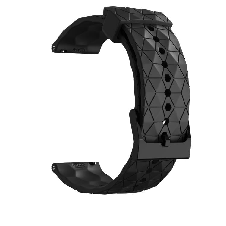 22mm Kalebol Football Pattern Solid Color Silicone Strap(Black) by Kalebol