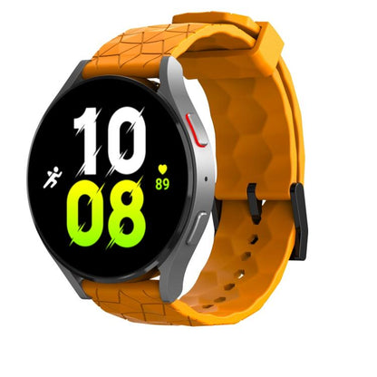 22mm Kalebol Football Pattern Solid Color Silicone Strap(Amber Yellow) by Kalebol
