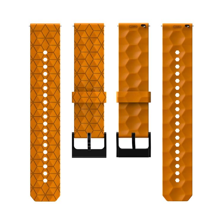22mm Kalebol Football Pattern Solid Color Silicone Strap(Amber Yellow) by Kalebol