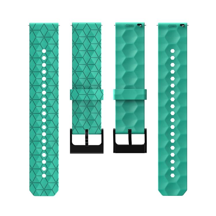 22mm Kalebol Football Pattern Solid Color Silicone Strap(Teal) by Kalebol