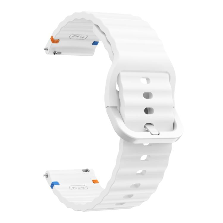 20mm Kalebol Wave Stitch Silicone Watch Band(White) by Kalebol