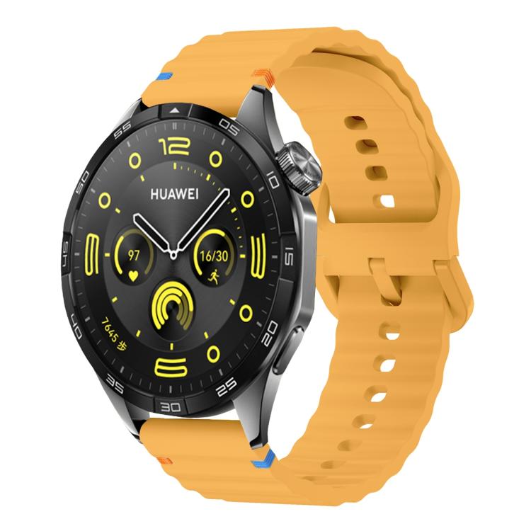 20mm Kalebol Wave Stitch Silicone Watch Band(Yellow) by Kalebol