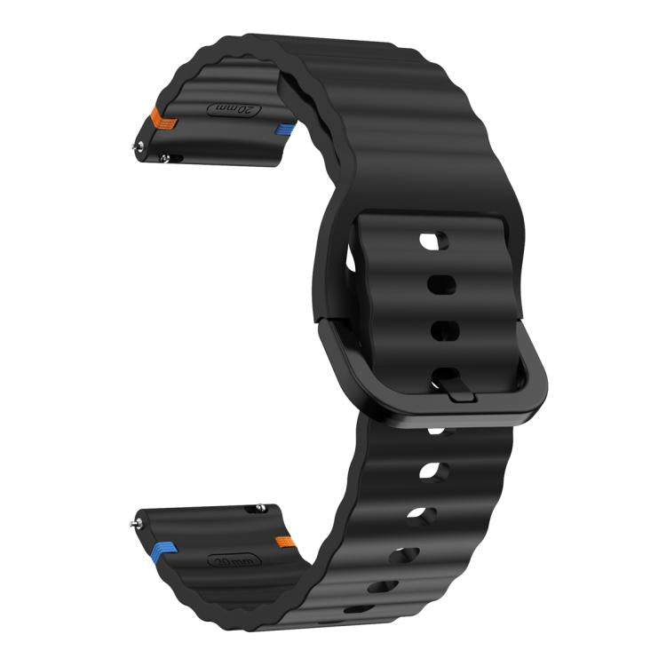 20mm Kalebol Wave Stitch Silicone Watch Band(Black) by Kalebol