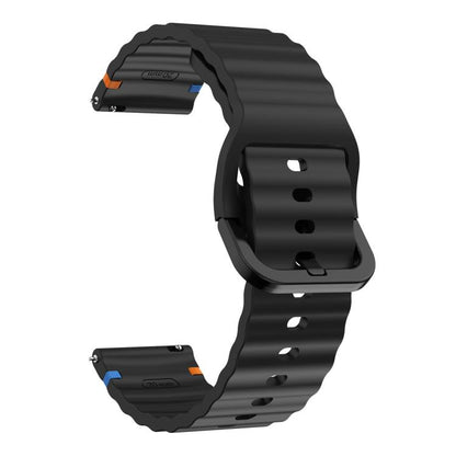 20mm Kalebol Wave Stitch Silicone Watch Band(Black) by Kalebol